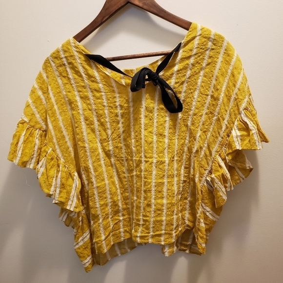 Pixie Market Lagenlook Mustard Yellow Striped Top - Picture 5 of 10